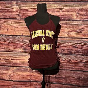 Arizona State Women's Medium Maroon Shirt Top Blouse Customized Open Woven Back